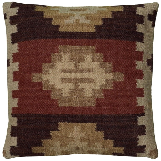 Almohada decorativa Rizzy Home T05986 con relleno de plumón, 45 x 45 cm, color marrón