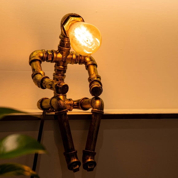 Lámpara de mesa LCYY.TG Steampunk Robot de metal 110V
