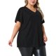 thumbnail image 4 of Agnes Orinda Blusas de Mujer Tallas Grandes Cuello en V Metálico Manga Corta Camiseta Tops de Fiesta 3X Negro, 4 of 6