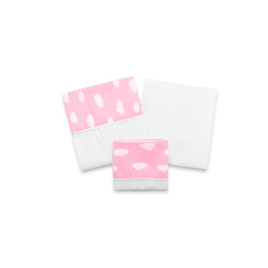 Garey - Juego De Sabanas Para Cuna De 180X118, Diseño Nube Rosado