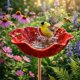 thumbnail image 1 of Estaca jardín flor metal hecha mano baño pájaros comedero agua colorida estación riego abejas, 1 of 7