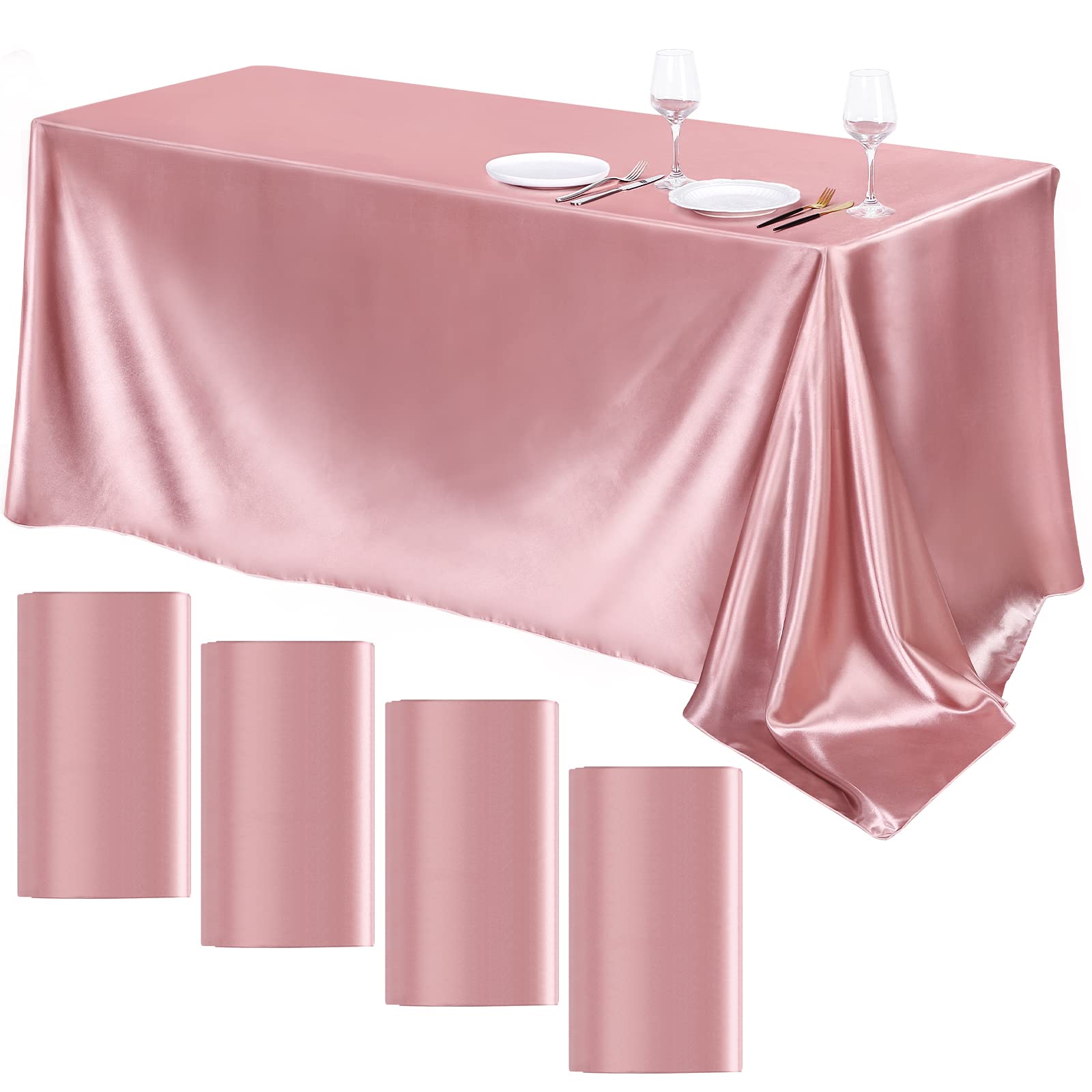 Mantel De Satén Turstin Oro Rosa 259 X 147 Cm Para 4 Paquetes
