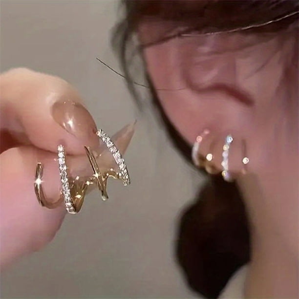 Elegant & Sexy Claw Design Earrings with Shiny Zircon Inlay & Copper Jewelry - Perfect for Daily Wear!