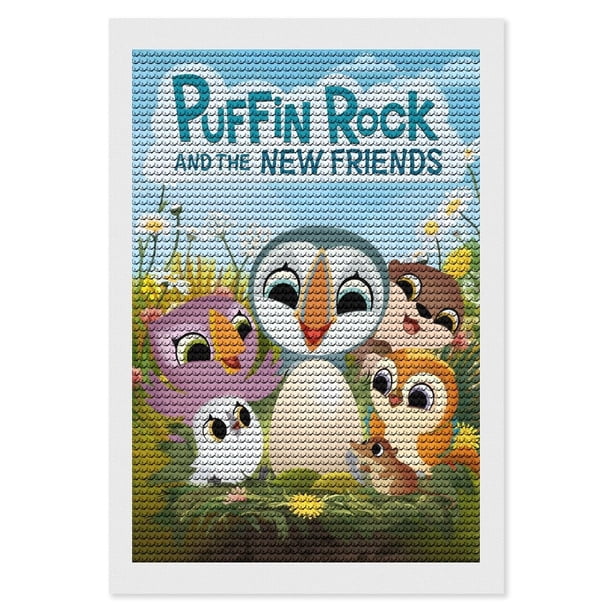 Puffin Rock Kits de Pintura de Diamantes para Adultos 5D DIY Diamond Art Kits Full Drill Diamond Dots para Regalo Decoración de Pared y Relajación Artes de Gemas 20*30cm