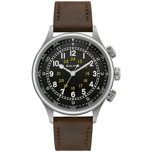 Bulova - Reloj Militar Automático Para Hombre Con Correa De Cuero Marrón 96A245