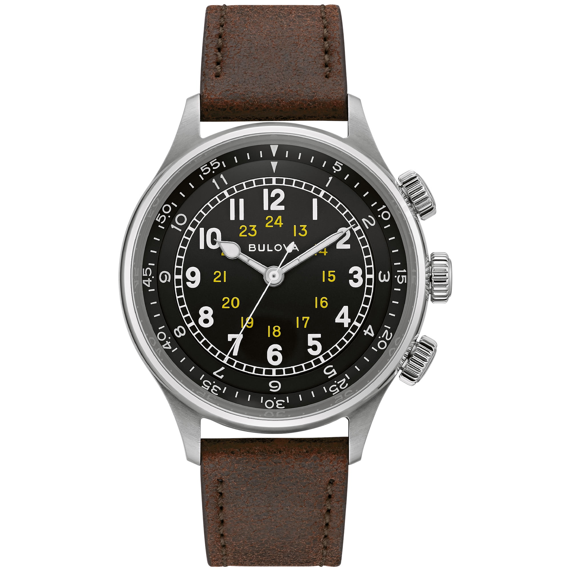 Bulova - Reloj Militar Automático Para Hombre Con Correa De Cuero Marrón 96a245