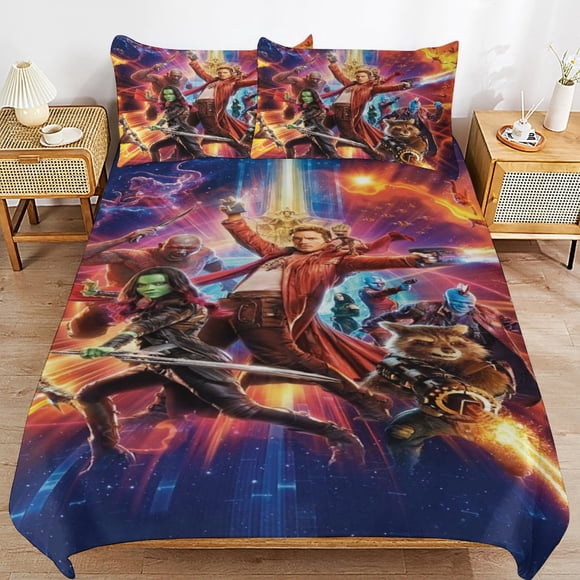 Guardians of The Galaxy Bedding Sets Ultra Soft Skin-Friendly Duvet Cover 3 Piece, Cute Comforter Cover Bed Set for Boys Girls Kids