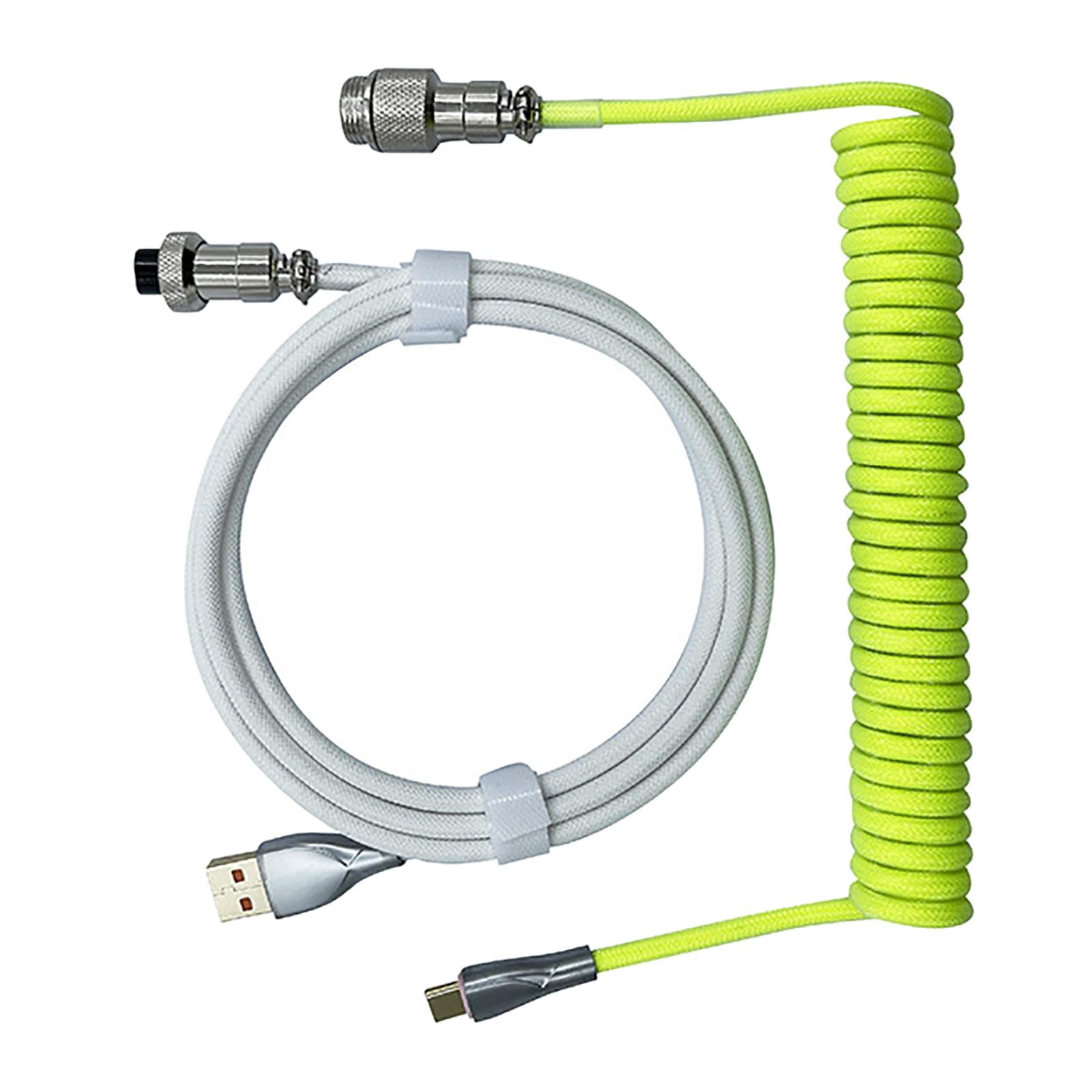 Magideal - Cable En , Cable De En Para Juegos De Carga Rápida, Funda Doble Con Enchufe De Aviación Diy, Para Mecánico , Verde Blanco