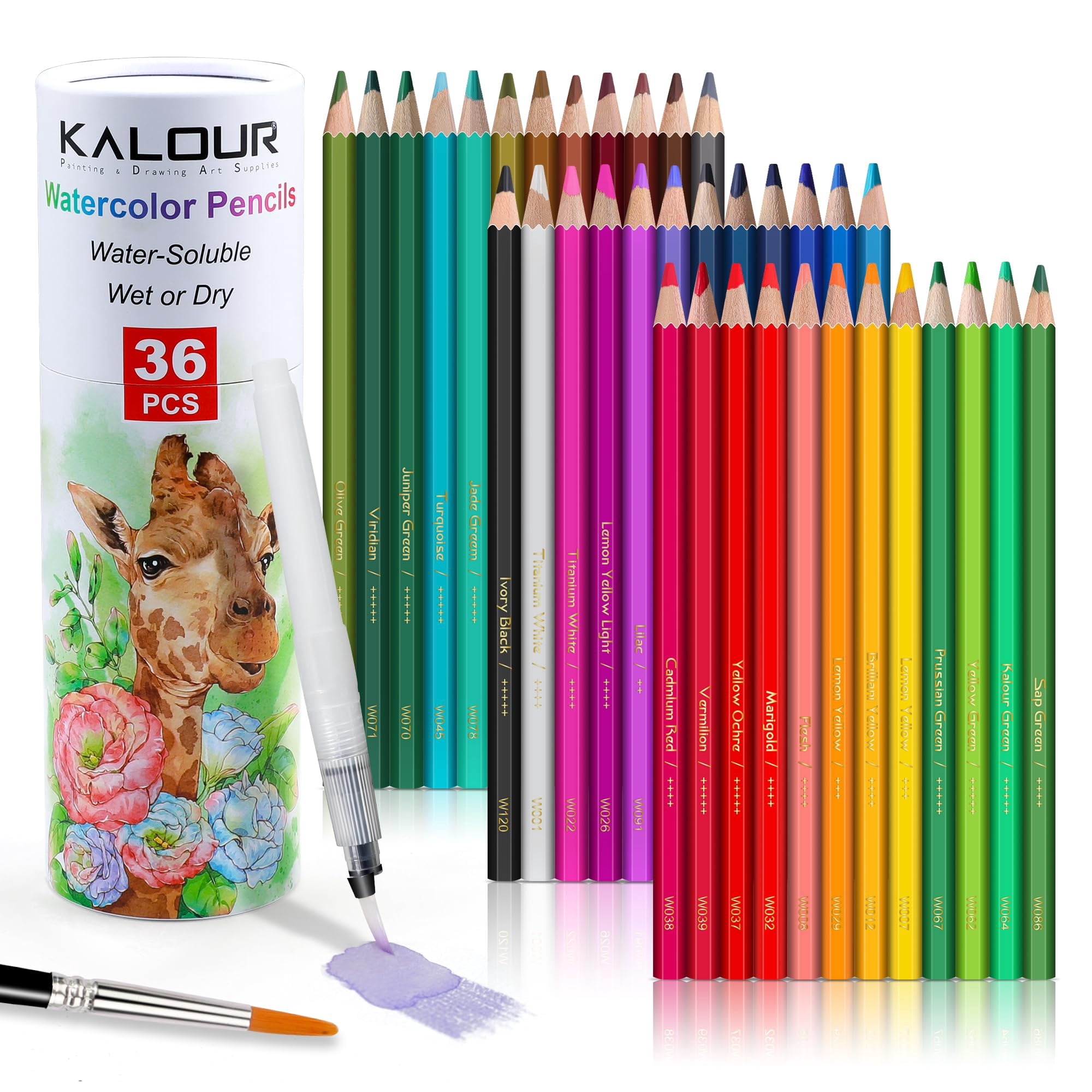 Set De Lápices De Acuarela Kalour De 36 Colores Con Pincel Para Arte