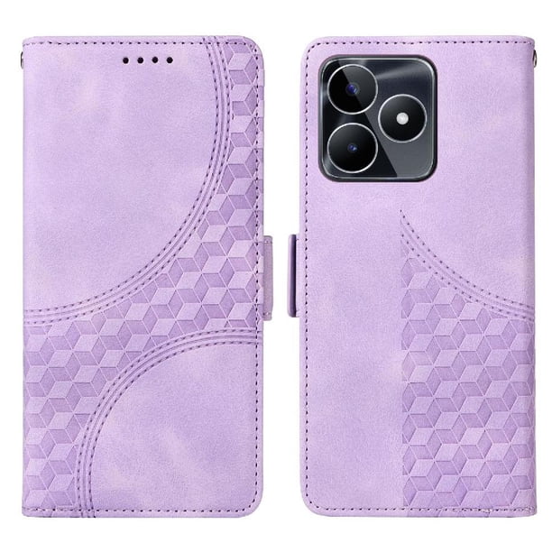 Carcasa FOXDOCK Realme C51 de cuero PU, diseño acolchado clásico, protección contra caídas y rayones