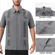 thumbnail image 4 of Camisa de manga corta con cremallera para hombre, camiseta informal de algodón con cremallera para playa y bolsillo., 4 of 5