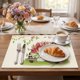 thumbnail image 5 of REGALWOVEN Manteles de Granja Juego de 6 Manteles de Lino para Decoración de Mesa de Comedor Interior Exterior Lavable Mantel de Mesa de Cocina Limpieza Fácil Flores B 18*12in, 5 of 5