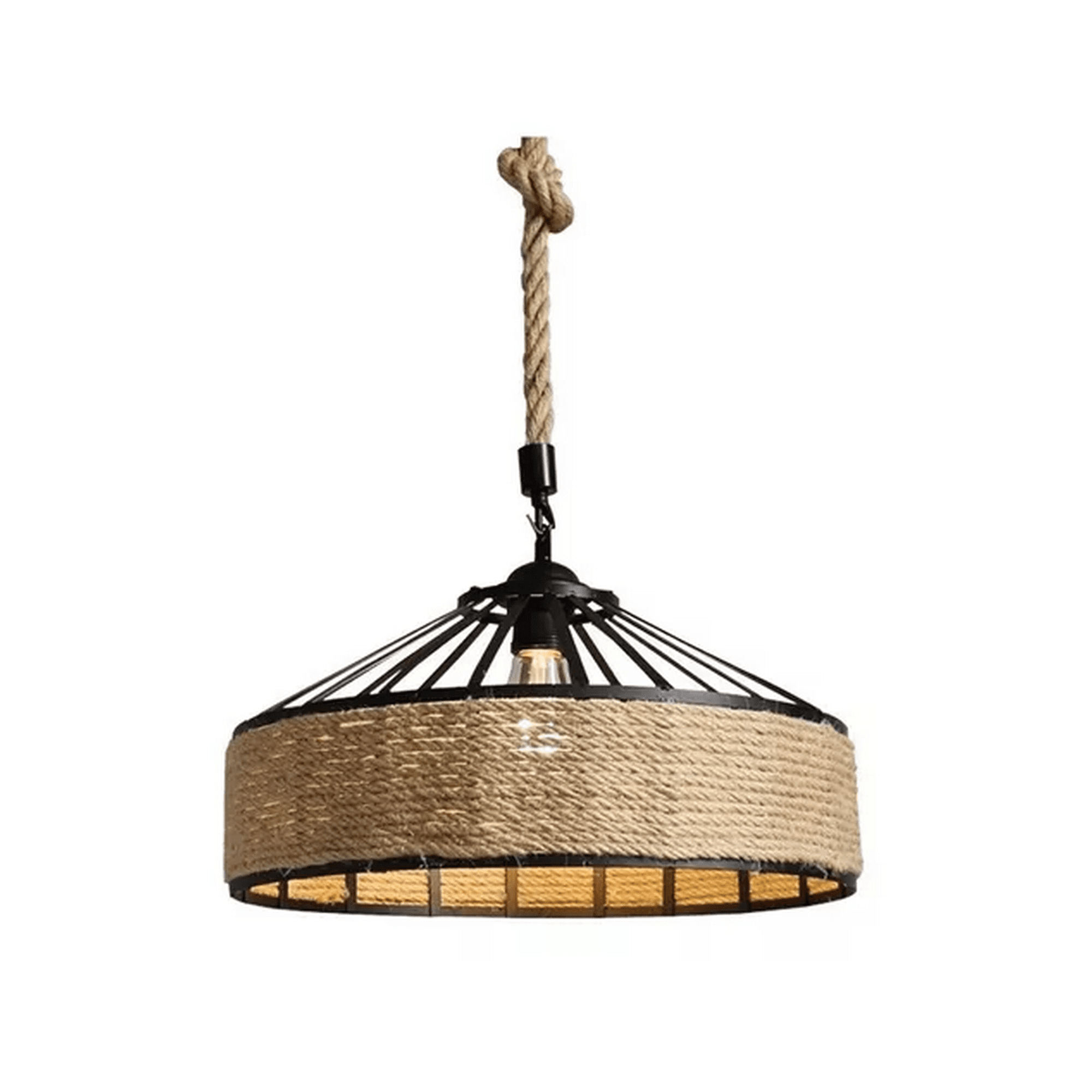 Genérico - Lámpara Colgante Rústica Cuerda Cáñamo 40 Cm Color Café