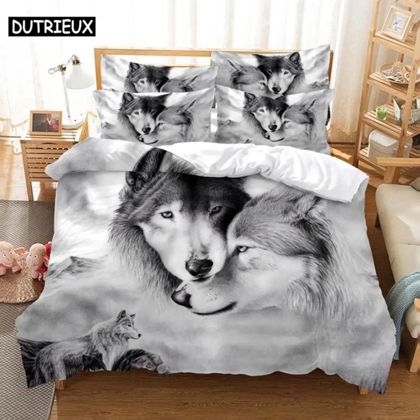 Love Wolf Bedding Set Duvet Cover Set Bedding Digital Printing Bed Linen Bedding Set Fashion Design