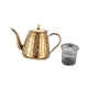 thumbnail image 4 of Tetera de acero inoxidable para té, tetera de 1,5 l para estufa, para acampar, interior, exterior, estufas eléctricas de cerámica, Cocina de Inducción Dorado, 4 of 5