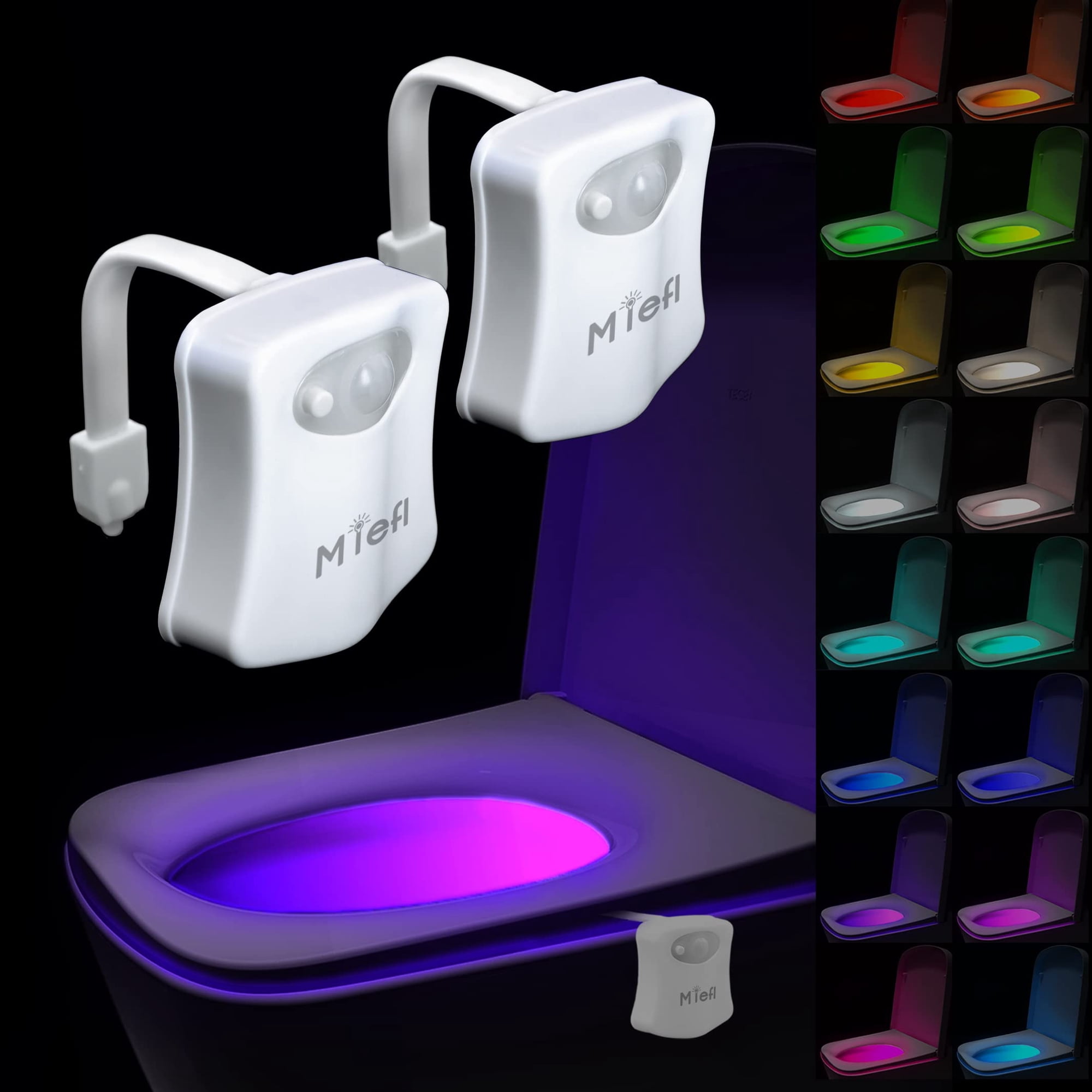 Miefl - Lámpara De Baño Con Sensor De Movimiento 16 Colores Cambiantes (paquete De 2)