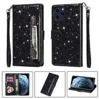 Funda Para Foxdock Elegante Funda Iphone 12 Mini Glitter Con Cremallera-Ideal Para El Uso Diario