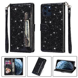 Funda Para Foxdock Elegante Funda Iphone 12 Mini Glitter Con Cremallera-Ideal Para El Uso Diario