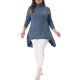 thumbnail image 2 of Agnes Orinda Suéter de Cuello Alto para Mujer de Talla Grande, Túnica de Manga Larga con Dobladillo Asimétrico, Suave y Cálido, Casual, Tejido de Punto Acanalado, 1X Grande Azul, 2 of 6