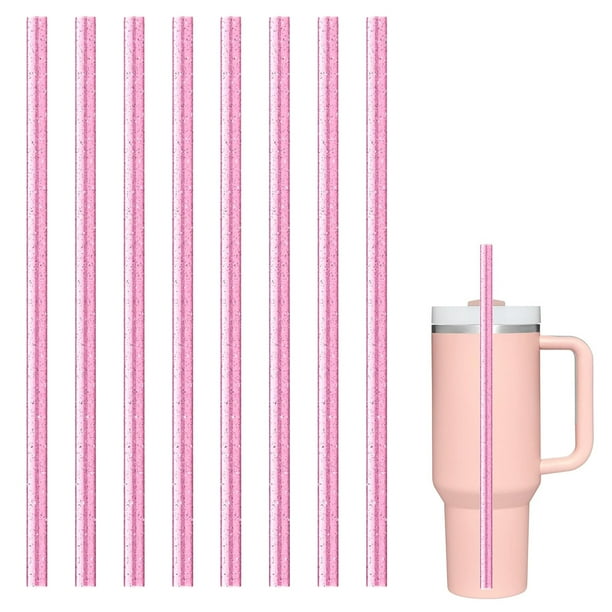 8 pajitas de repuesto de color para Owala, sencillas, modernas, reutilizables, de acero inoxidable transparente con purpurina, accesorios para vasos, tazas y vasos.