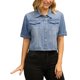 thumbnail image 1 of INSPIRE CHIC Chaqueta de Jean Recortada de Manga Corta con Cuello Abierto Casual de Denim para Mujeres Regreso a Clases M Azul Claro, 1 of 6