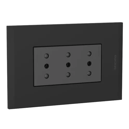 Genérico - Enchufe Triplex 2P+T 250V Negro Black Bticino Nobile