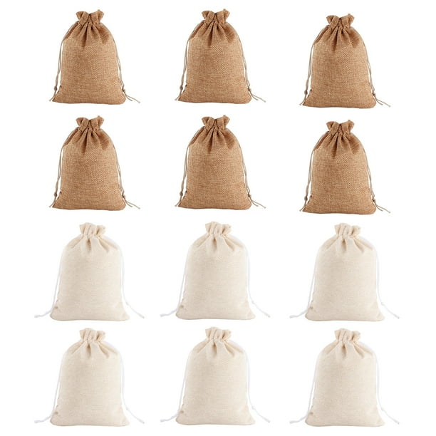 Paquete de 12 bolsas de regalo para fiestas: minibolsas de lona con cordón para regalos, para cumpleaños infantiles y fiestas, 13 x 18 cm