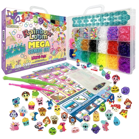 MEGA Set Rainbow Loom® Loomi-Pals™ con 5600 correas y 60 abalorios para más de 7