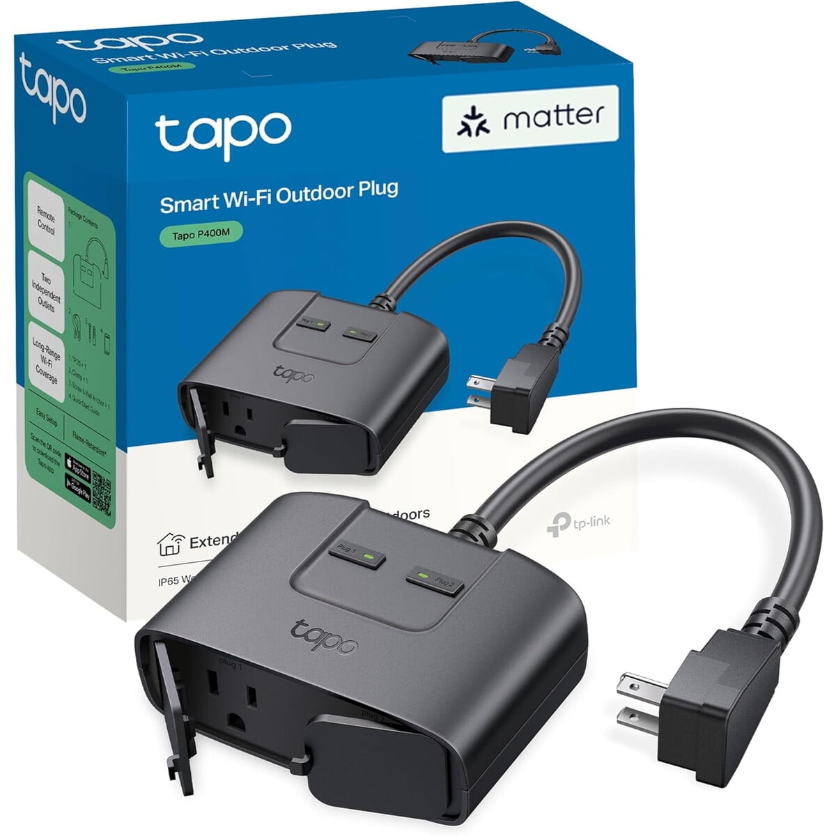 Tp-link - Enchufe Inteligente Exterior Tplink Tapo P400m 2 Tomas Wifi