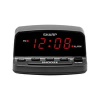 Reloj Despertador Digital Sharp Con Controles Tipo Teclado, Batería De Respaldo, Fácil De Usar Con Un Funcionamiento Sencillo, Funda Negra Con Pantalla Led Roja
