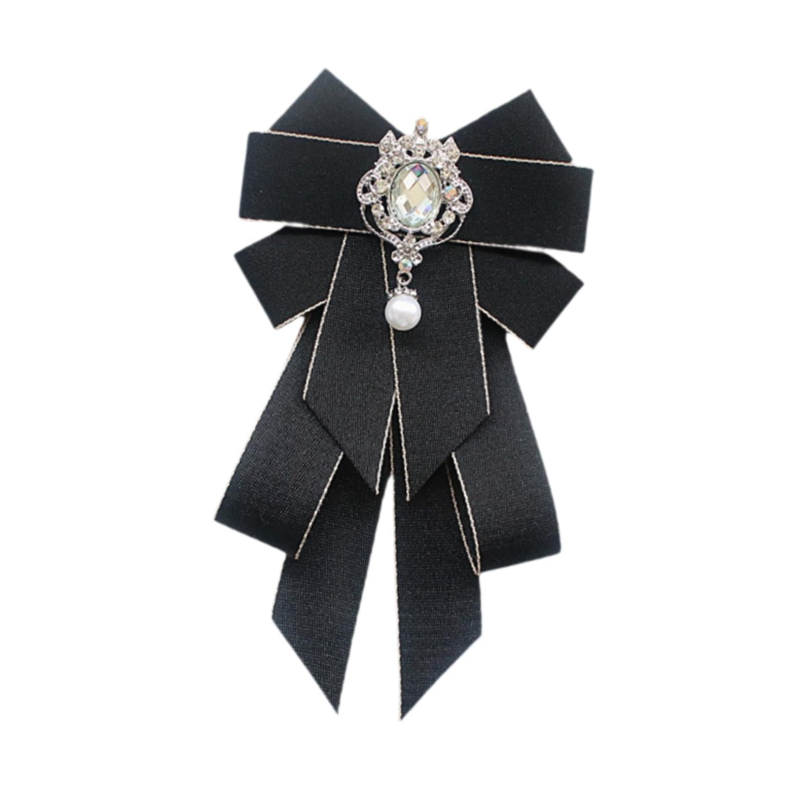 Ioensy - Broche De Lazo De Cinta, Lazo, Pajarita, Elegante, Para Traje, Camisa, Blusa, Color Negro
