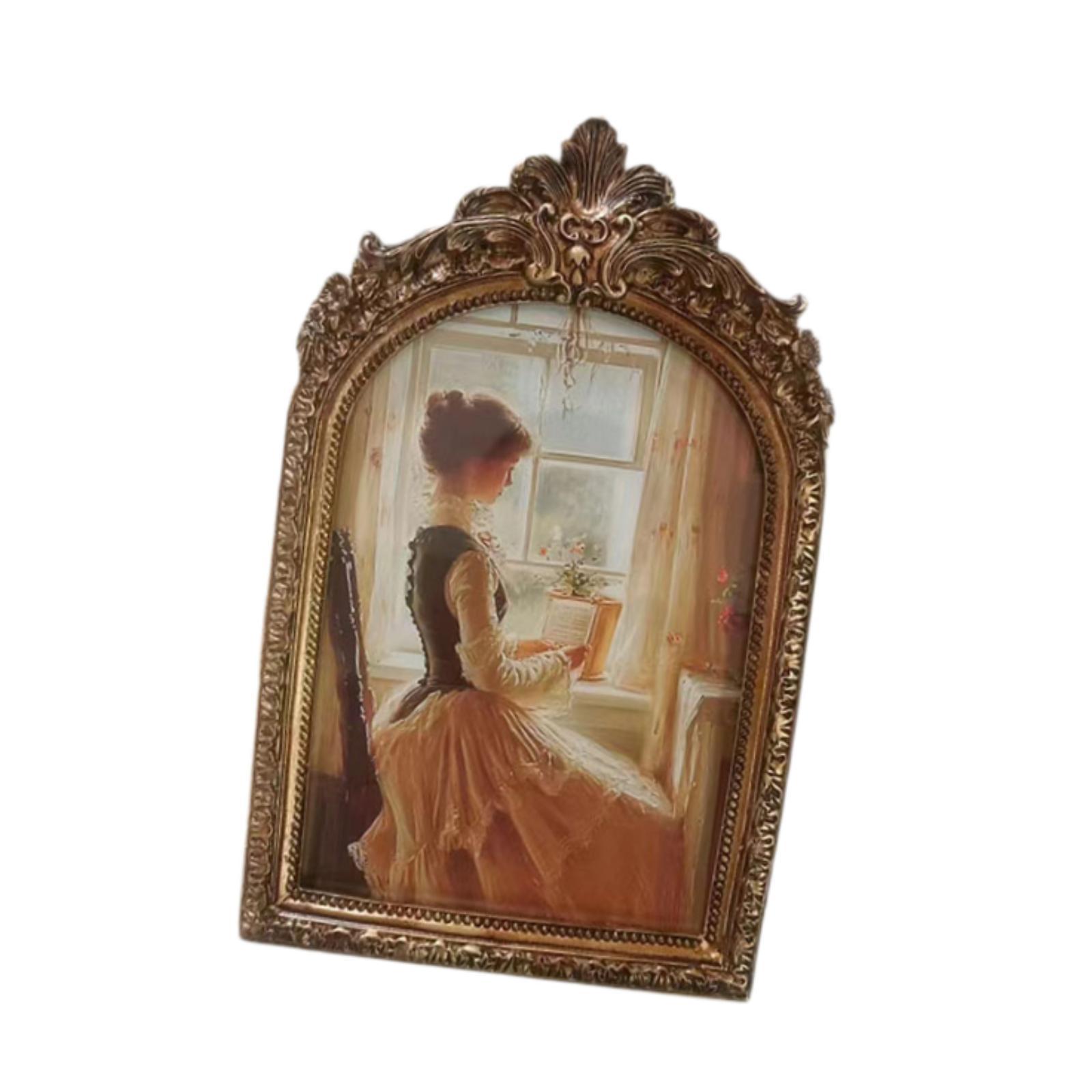 Magideal - Marco De Fotos Decoración Del Hogar Escritorio De Regalo Ideal Único Elegante Diseño De Imágenes De Diseño Retro Para La Sala De Estar Aniversario De 14Cmx2Cmx22Cm