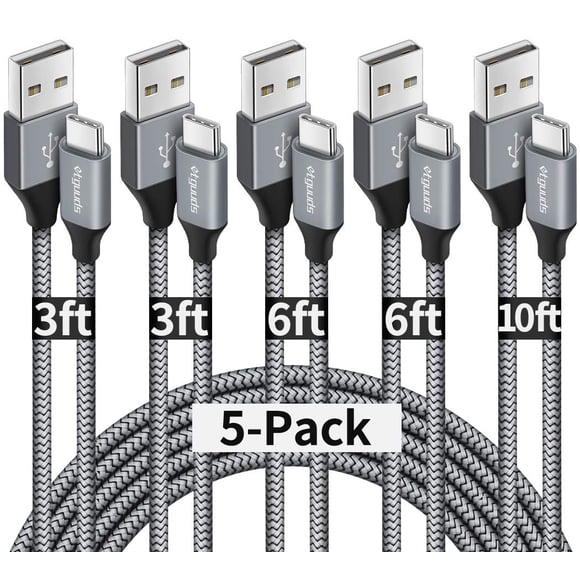 Cable de carga etguuds USB-A a USB-C, paquete de 5 unidades, para iPhone, color gris