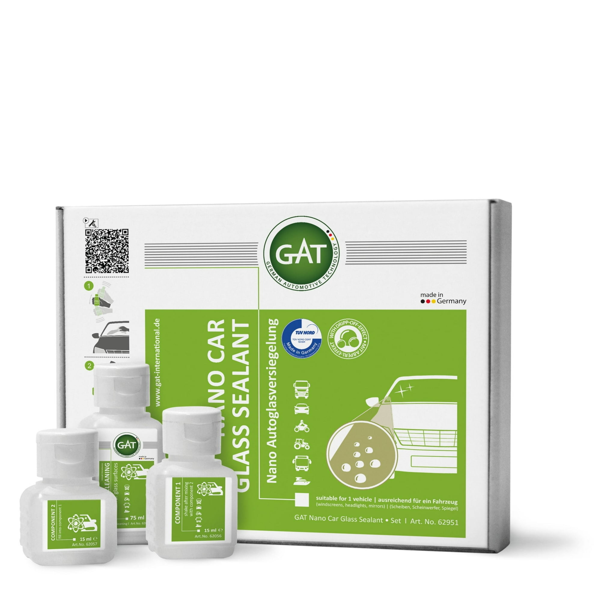 Gat - Sellante De Parabrisa Repelente Al Agua Set/nano Car Glass Sealant