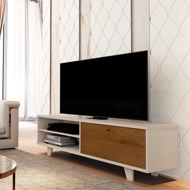 Rack Buffet Arrimo Hasta 55" Apoyado / 65" Colgado Perla Caramelo - Estilo Moderno Neutral Be Design (160x53.5x45.5 cm)