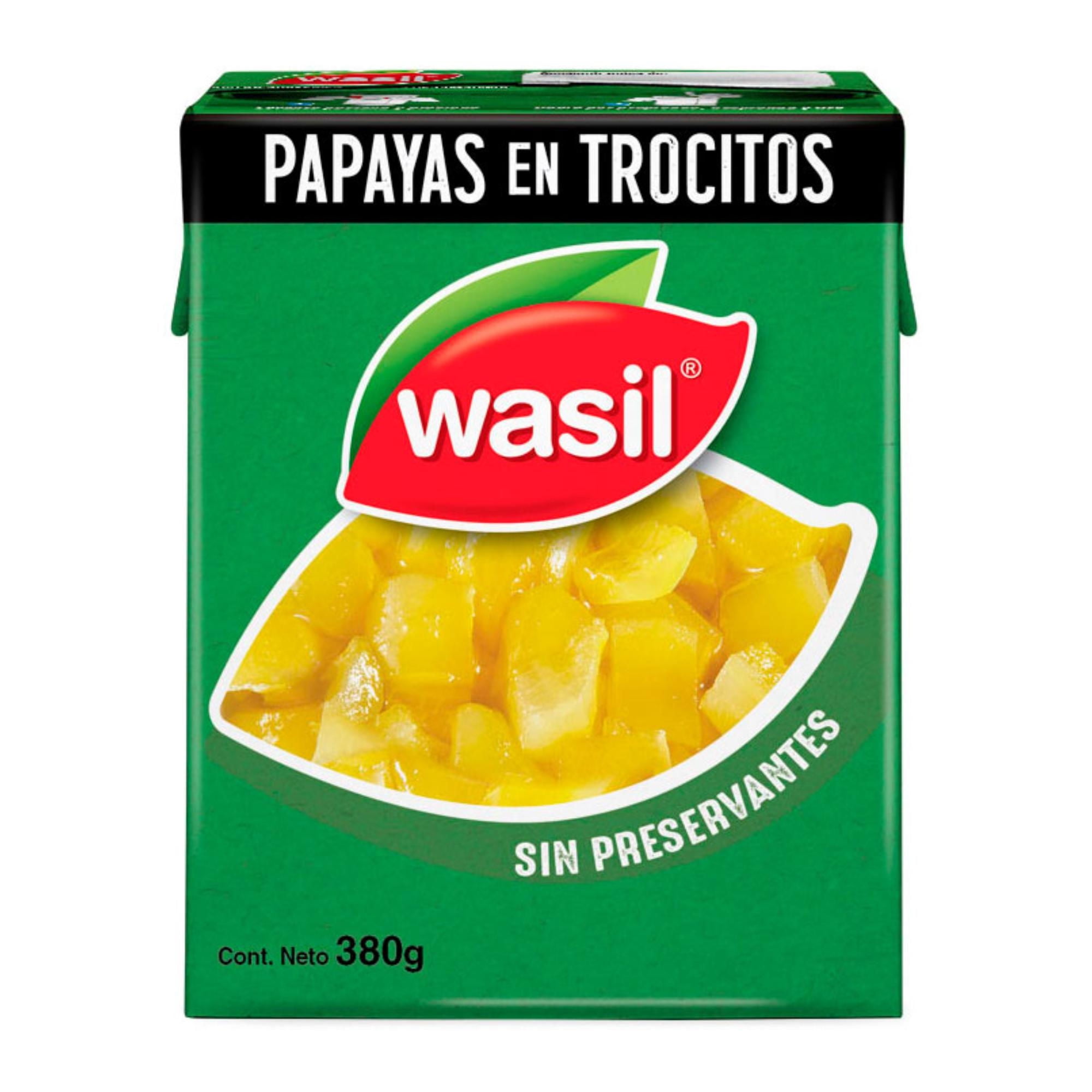 Papayas En Trocitos Caja Drenado 200 g - Neto 380 g Wasil