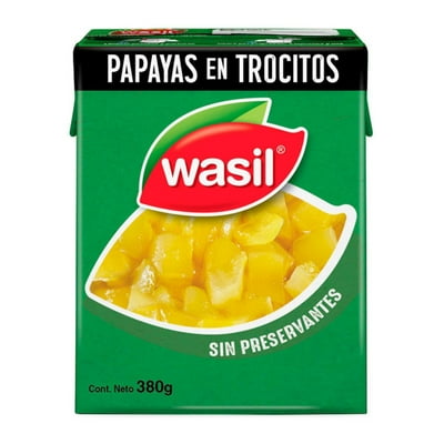 Papayas En Trocitos Caja Drenado 200 G - Neto 380 G Wasil