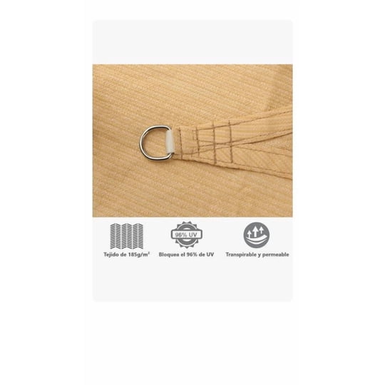 Genérico - Lona Sombreadora Toldo Vela Permeable + Kit De Anclaje Jior 3x4mts