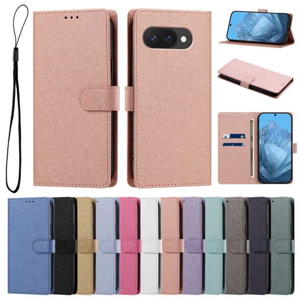 Cartera para Google Pixel 10A con Bolsillo de Tarjetas, Rosa