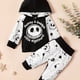 thumbnail image 1 of 2pcs Baby Boy's Skull Ghost Face Letter Print Halloween Costume - Hoodie & Pants Set, 1 of 3
