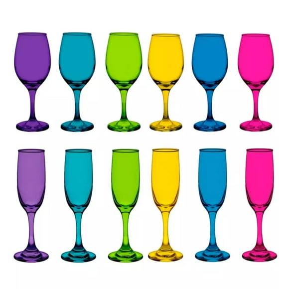 Set 6 Copa Vino + 6 Copas Champaña Rioja Full Color
