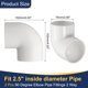 thumbnail image 2 of Uxcell 2 piezas de accesorios de tubería de codo de 90 grados de 2.5", adaptador de esquina de codo de 2 vías para bricolaje, blanco, 2 of 6