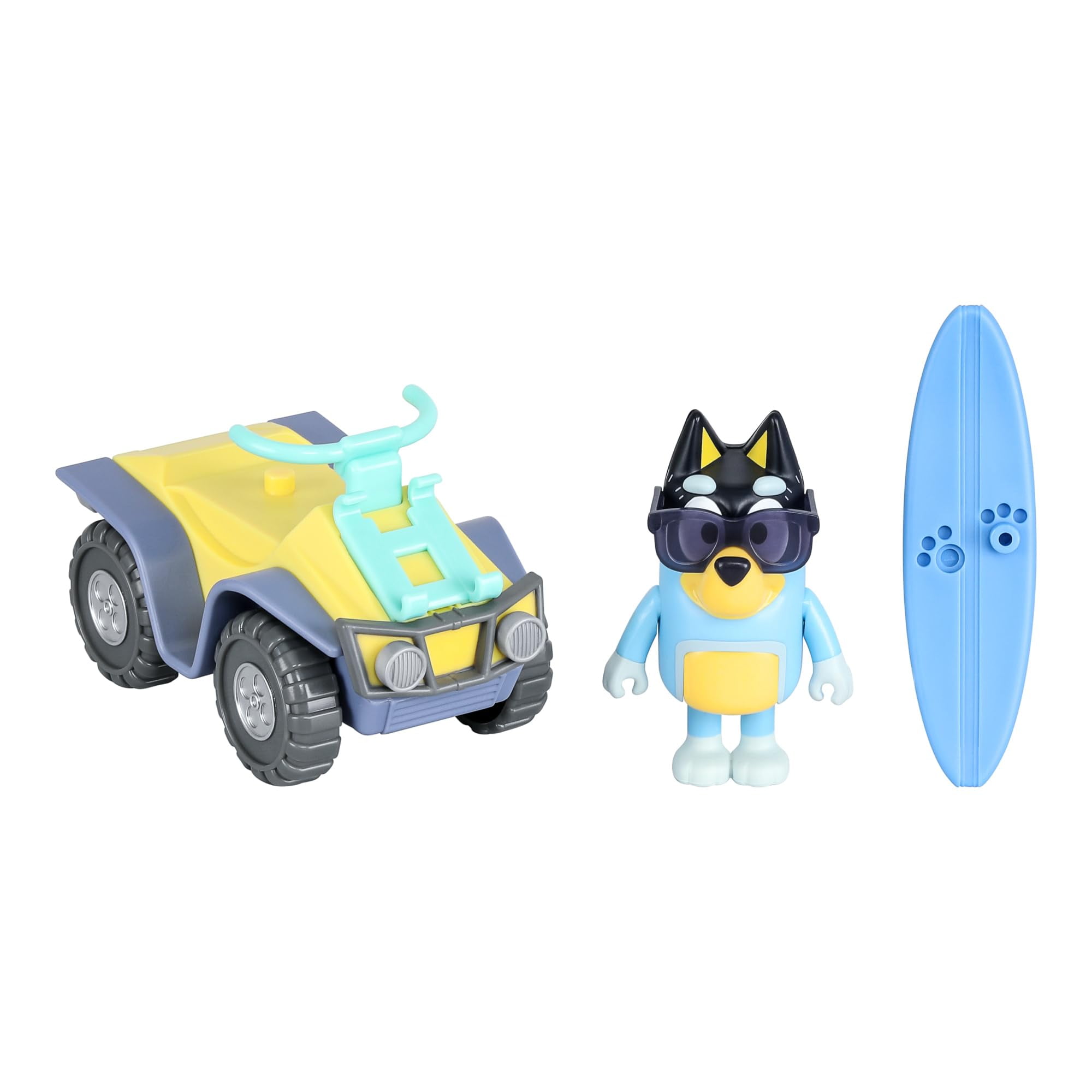 Pack De Vehículos Y Figuras De Toy Bluey Beach Quad Con Bandit