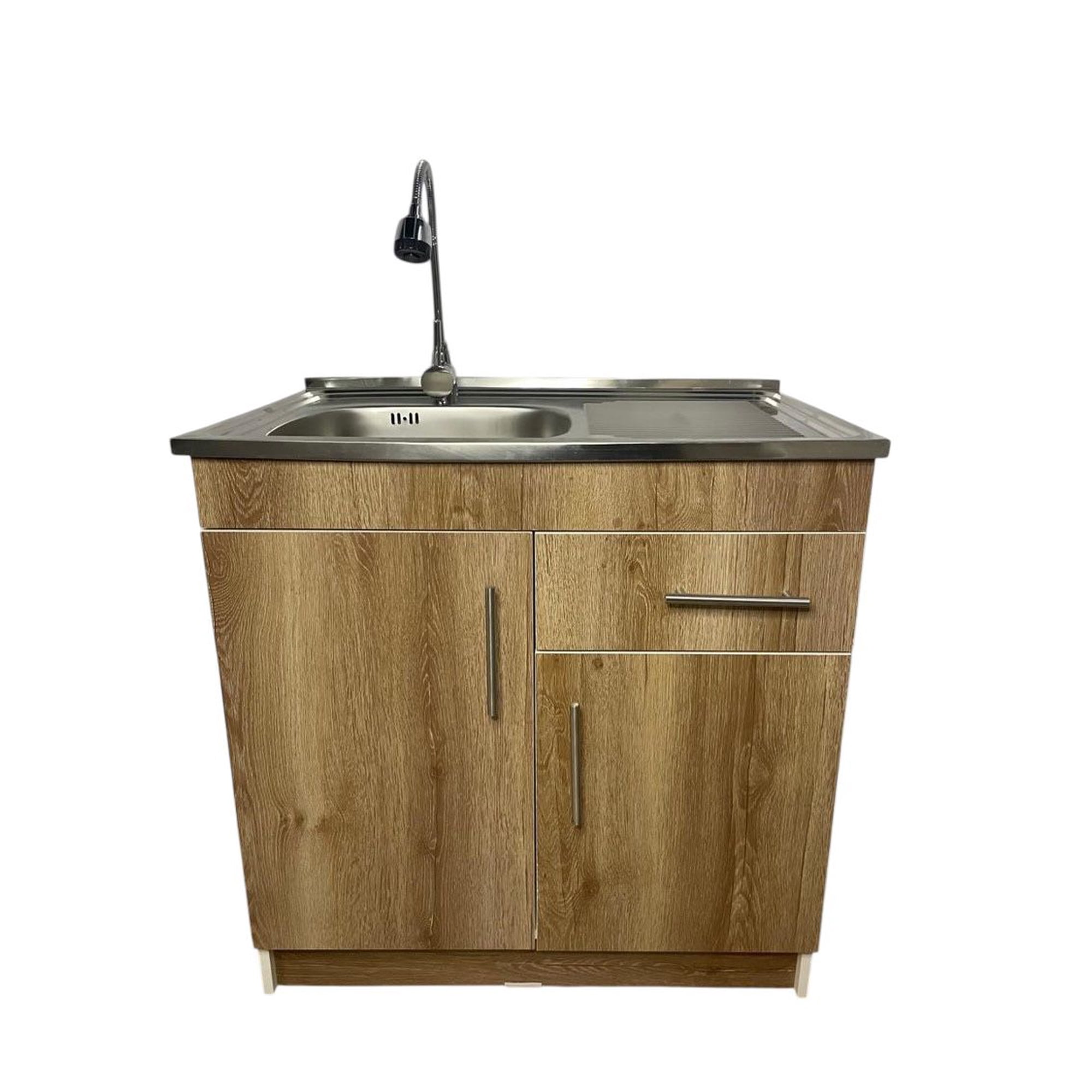 Dhi - Kit Lavaplatos Con Mueble 80x50 Cafe Secador Izquierdo