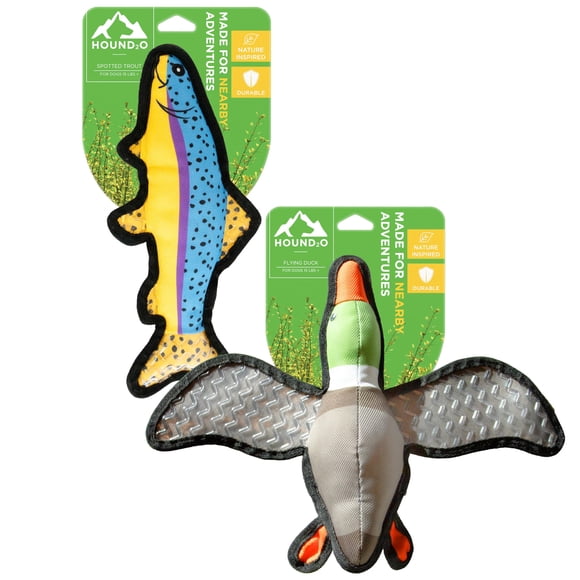 Juguete para perro HOUND2O Pato y Trucha Pack de 2 Jumbo para exteriores