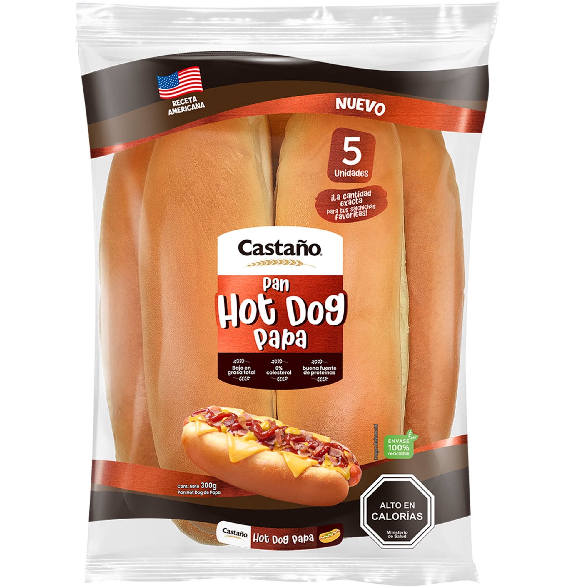 Hot Dog Papa 5 300g 300 g Castaño
