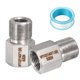 thumbnail image 1 of Uxcell 2Pcs 304 Acero Inoxidable Forjado Accesorio de Tubería, Adaptador de Rosca Hembra 1/2" NPT a M24x1.5, Adaptador de Tubería Hexagonal para Conexión de Línea de Manguera, Plata, 1 of 6