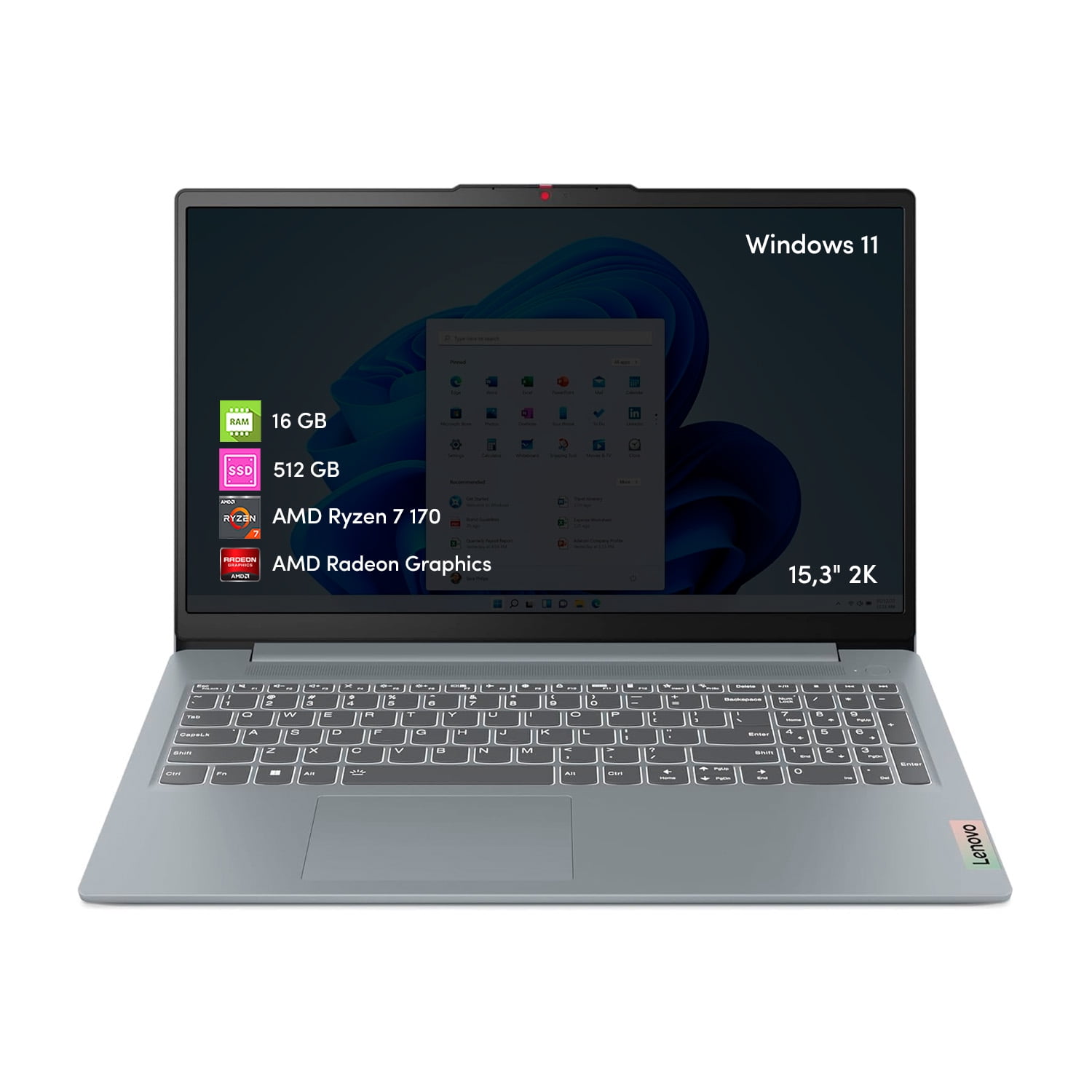 Notebook Lenovo Ideapad Slim 3 Ryzen 7 16gb 512gb 15.3' 2k Táctil W11