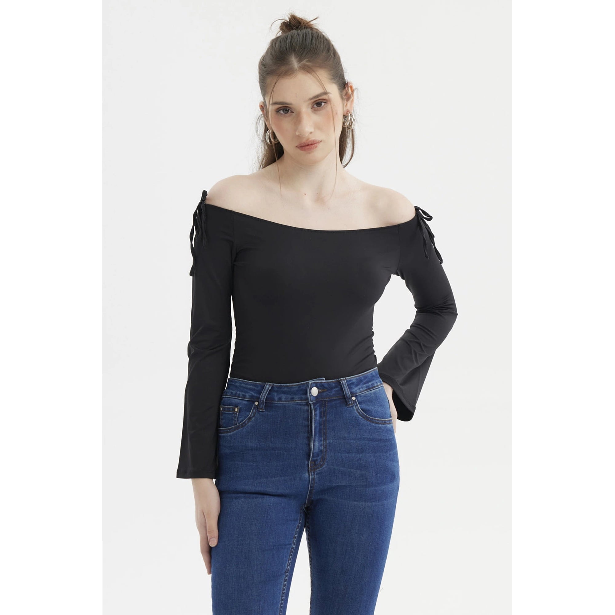 Fashionspark - Polera Mujer Bardot Hombros Negro