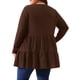 thumbnail image 3 of Agnes Orinda Conjuntos de Halloween para Mujeres Tallas Grandes Tops Babydoll de Escuela Colegio de Manga Larga Cuello Redondo Casual Suelto Blusas Peplum Túnicas 1X Marrón, 3 of 5